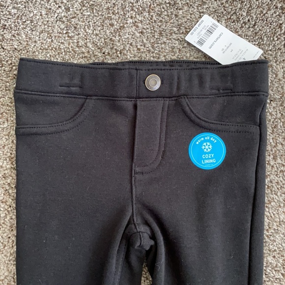 Carter’s Cream and Black Polka Dot Crew Sweater and Black Fleece Lined Pant Set - Picture 7 of 8